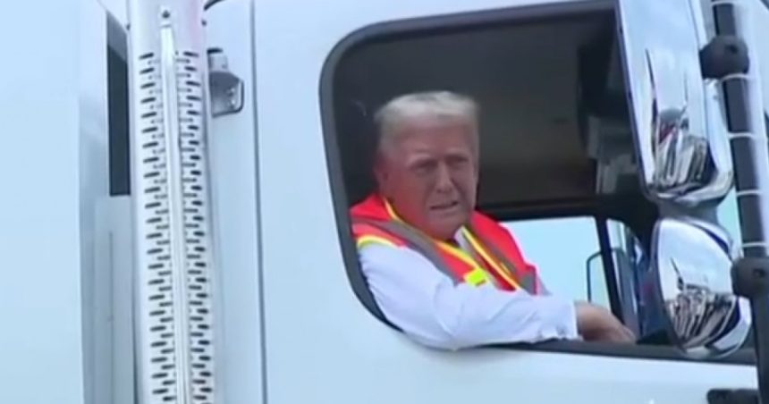Trump, cu mașina de gunoi la un miting electoral, după gafa președintelui SUA: „În onoarea Kamalei și a lui Biden” 1 video trump cu masina de gunoi la un miting electoral dupa gafa presedintelui sua in onoarea kamalei si a lui biden 67235326481f3