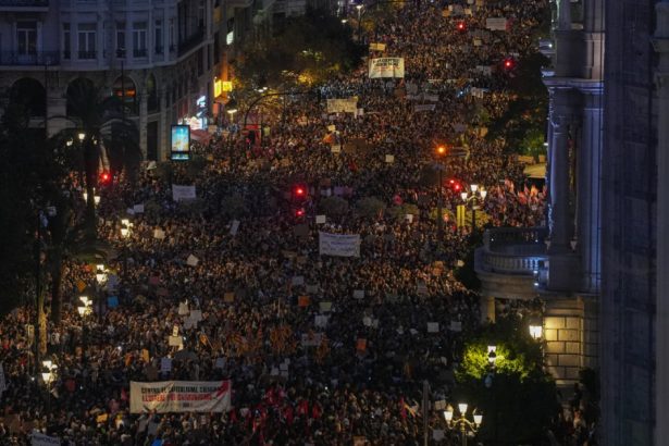 videofoto protest cu zeci de mii de oameni in valencia in urma inundatiilor mainile noastre sunt patate cu noroi ale voastre cu sange 673086ba2b3b4