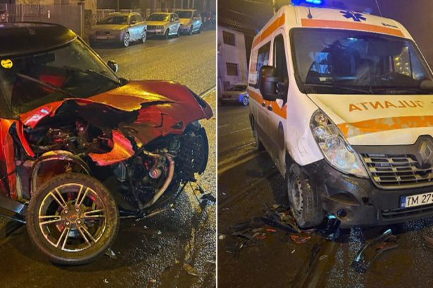 video accident rutier in timisoara o ambulanta care transporta un pacient la spital a fost lovita de un sofer de 16 ani 6790b1b882e6f