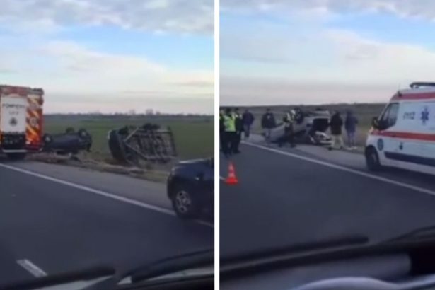 video sapte masini implicate intr un accident pe a1 trei vehicule s au rasturnat iar trei persoane au fost transportate la spital 6787dcf785935