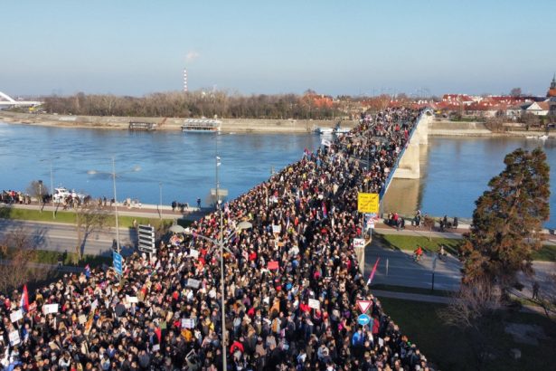 galerie foto imagini impresionante din serbia unde zeci de mii de oameni au blocat podurile peste dunare la novi sad 679e7b4c0c75d