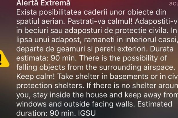 locuitorii din nordul judetului tulcea au primit un mesaj ro alert exista riscul caderii unor obiecte din spatiul aerian 67b2c3a9799ca