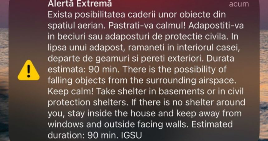 locuitorii din nordul judetului tulcea au primit un mesaj ro alert exista riscul caderii unor obiecte din spatiul aerian 67b2c3a9799ca