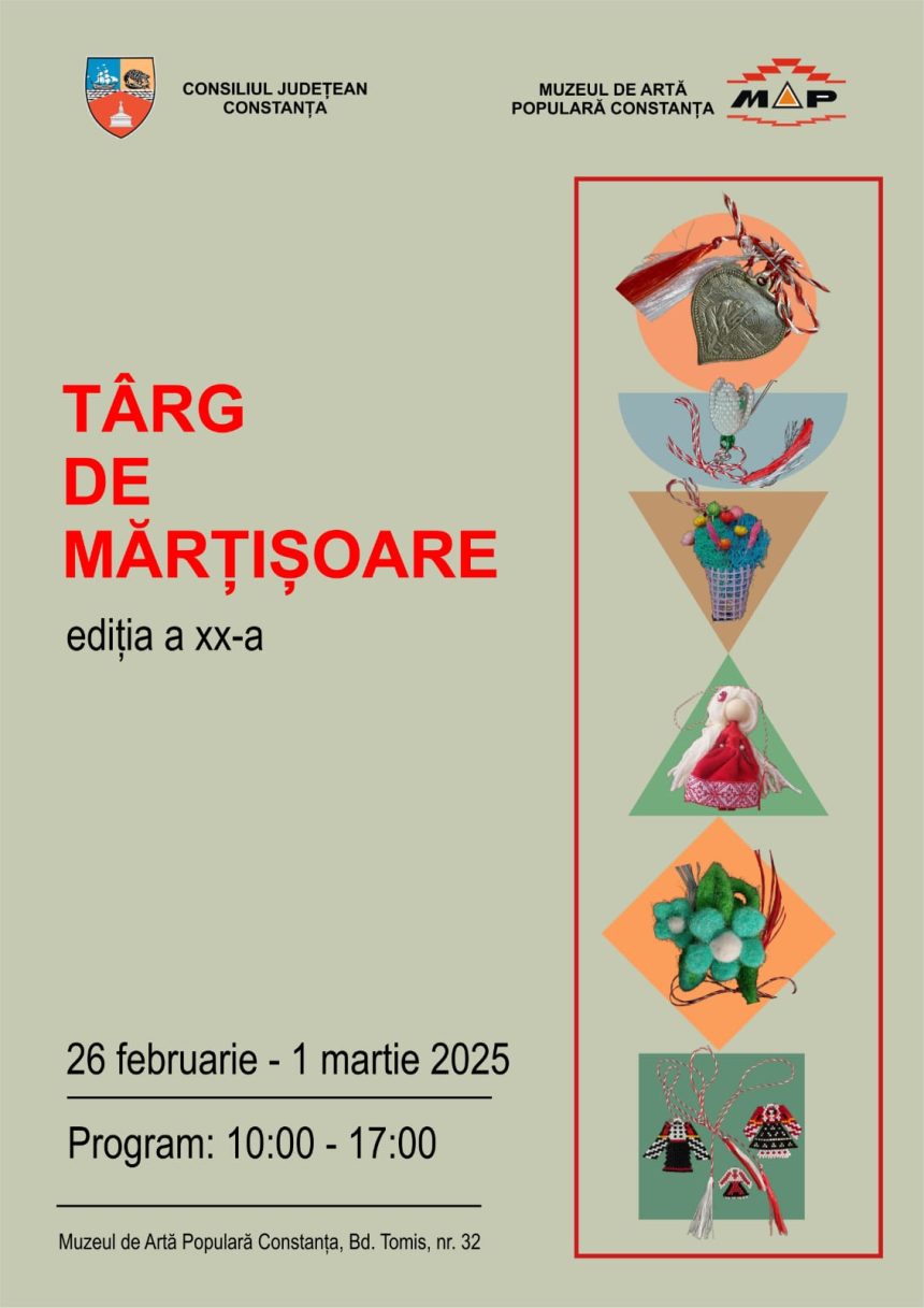 Muzeul de Artă Populară Constanța organizează, în perioada 26 februarie – 1 martie, cea de-a XX-a ediție a Târgului de Mărțișoare. 1 muzeul de arta populara constanta organizeaza in perioada 26 februarie 1 martie cea de a xx a editie a targului de martisoare 67bd19a84b197