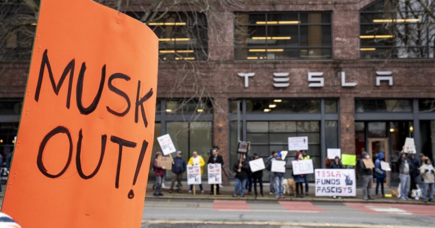 Proteste în fața showroomurilor Tesla din SUA. Americanii sunt nemulțumiți de Elon Musk 1 proteste in fata showroomurilor tesla din sua americanii sunt furiosi pe elon musk 67b1ff36e54bc