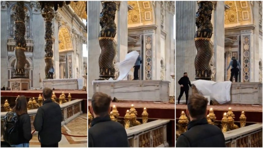 socant un roman a distrus un altar si mai multe candelabre din bazilica sfantul petru de la vatican 67a711c2956df