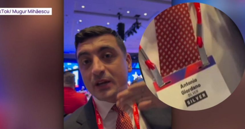 video george simion polemica in online dupa ce a fost surprins la conventia conservatorilor din sua cu ecusonul altcuiva 67bb532c5b983
