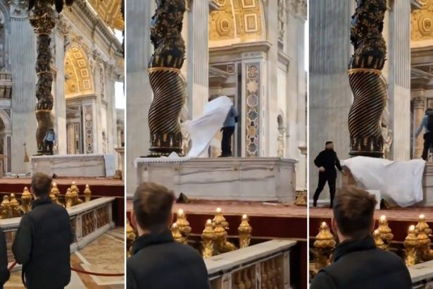 video un roman a distrus altarul principal din biserica sf petru de la vatican momentul a fost filmat de turisti 67a7028e85ef5