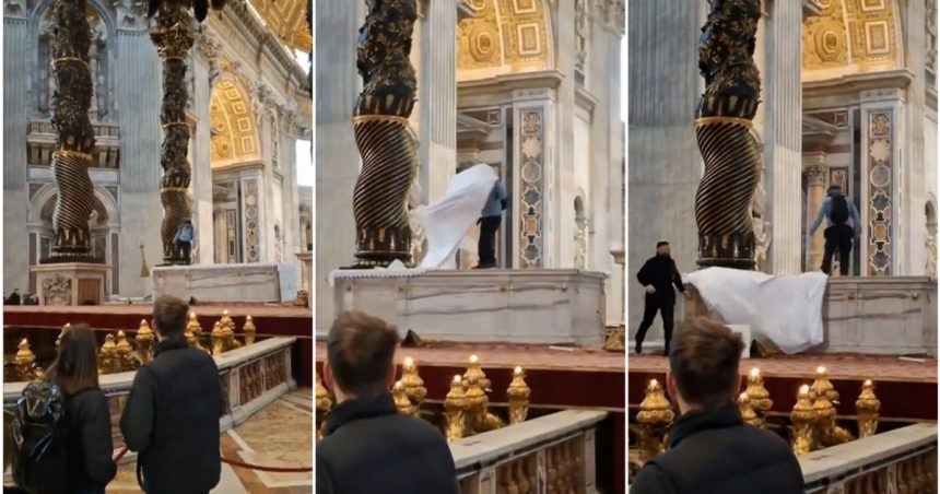 Un român a distrus altarul principal din Biserica Sf. Petru de la Vatican, moment surprins de turiști. 1 video un roman a distrus altarul principal din biserica sf petru de la vatican momentul a fost filmat de turisti 67a7028e85ef5