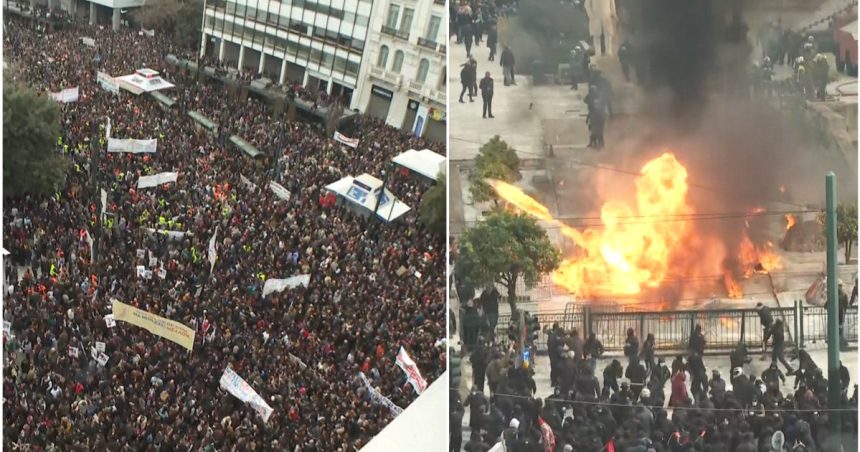 „Nu a fost un accident, a fost o crimă”. Sute de mii de persoane protestează în Grecia, la doi ani după cel mai grav incident feroviar 1 videofoto nu a fost un accident a fost o crima sute de mii de persoane protesteaza in grecia la doi ani dupa cel mai grav accident feroviar 67c1aa51dcfab