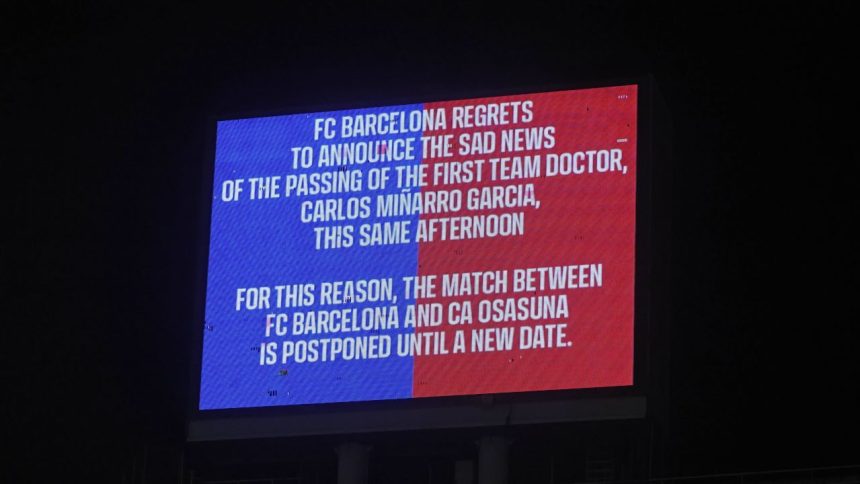 Barcelona și Osasuna nu au ajuns la un consens! Situația meciului amânat după decesul unui membru din staff-ul lui Hansi Flick 1 barcelona si osasuna nu au fost de acord ce se intampla cu meciul amanat dupa ce un membru din staff ul lui hansi flick a murit 67d83a28d49b1