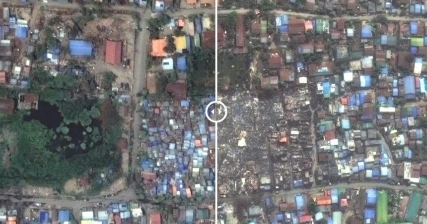 videofoto inainte si dupa imagini din satelit cu dezastrul lasat in urma de cutremurul din myanmar mii de cladiri au fost distruse 67e93396ea820