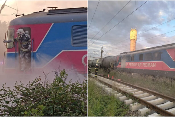 incendiu la locomotiva unui tren cu 36 de vagoane care transporta titei au intervenit pompierii din prahova 683a232716aef