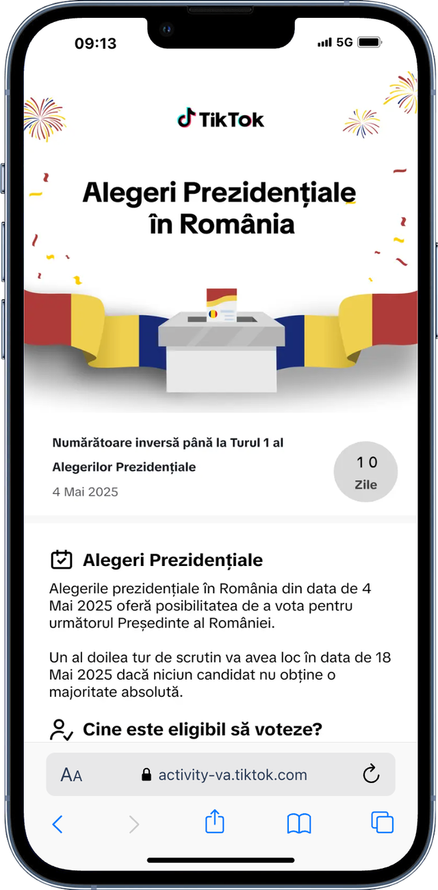 TikTok caută manager de Relații Guvernamentale în România, în contextul alegerilor prezidențiale, cu peste 100 de candidați înscriși. 1 tiktok angajeaza manager de relatii guvernamentale in romania unde s a aflat in prim planul alegerilor prezidentiale s au inscris peste 100 de candidati 68303a8bd70c7