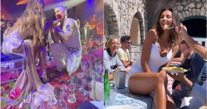 video robbie williams in genunchi in fata madalinei ghenea gestul facut de artist la o petrecere exclusivista 682582714fc5d