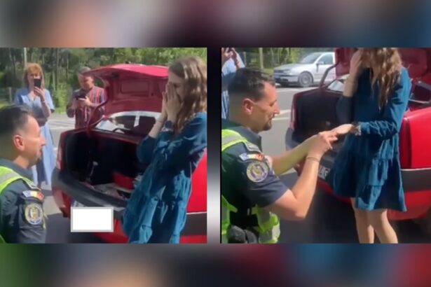 video un politist de la rutiera si a cerut iubita in casatorie intr un mod inedit iata cum a reactionat tanara 683ad49328481