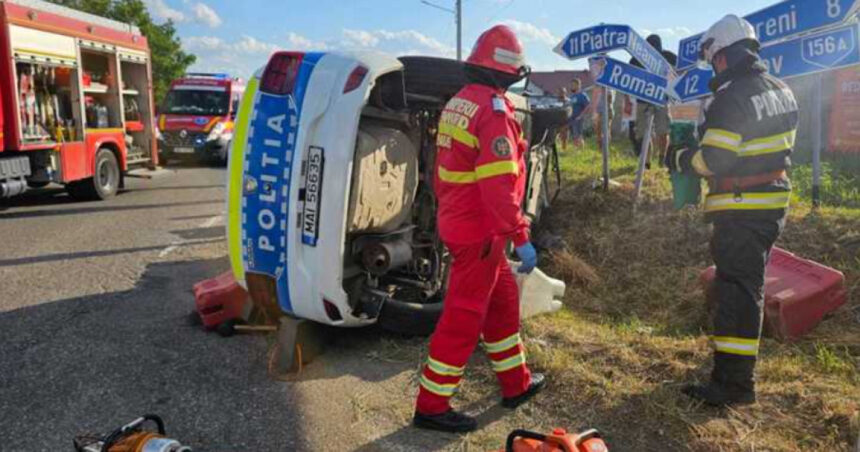 Accident grav în Neamț: O autospecială a poliției în misiune s-a răsturnat după coliziunea cu un alt autoturism. 1 accident grav in neamt o autospeciala a politiei aflata in misiune s a rasturnat dupa ce a fost acrosata de un alt autoturism 685c3ff8251ef
