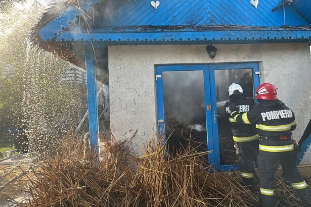 foto video arde o pensiune din dunavatul de sus localnicii lupta cot la cot cu pompierii sa stinga flacarile 685ad0768a650