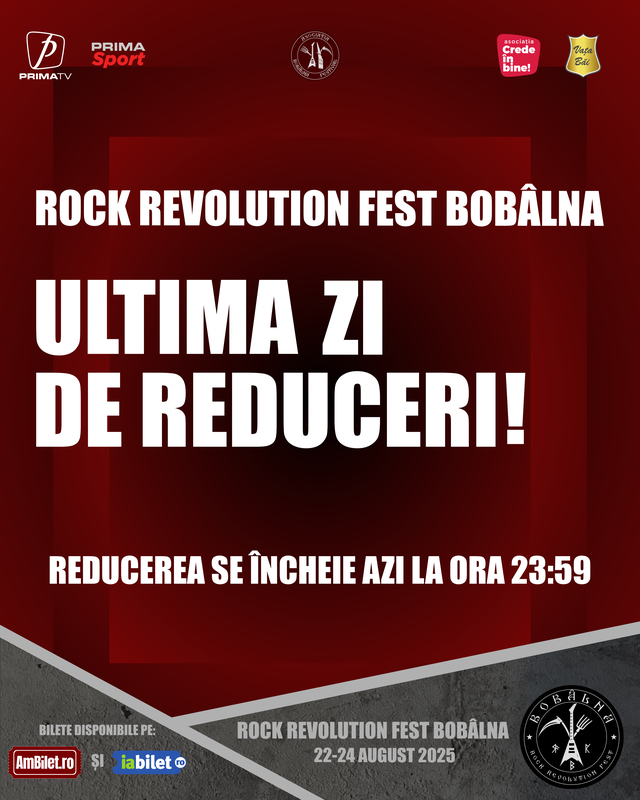 Prinde reducerile la biletele pentru Rock Revolution Fest în Bobâlna 1 prinde reducerile la biletele pentru rock revolution fest bobalna 688ae13197375