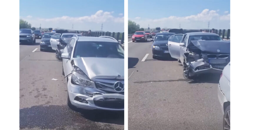 video accident rutier in lant pe autostrada toti sunteti piloti cu ochii in telefon si talpa atata stiti 6885e887e5576