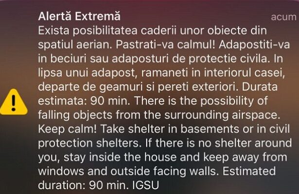 ro alert pentru zona de nord a judetului tulcea exista posibilitatea caderii unor obiecte din spatiul aerian 68a55439a00be