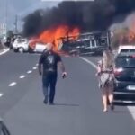 video accident grav pe o autostrada din grecia doua masini au loc foc 68a31aa511d25