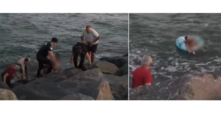 video constanta doua persoane care fusesera luate de curenti in largul marii salvate de jandarmi 689e3aa89f1c7