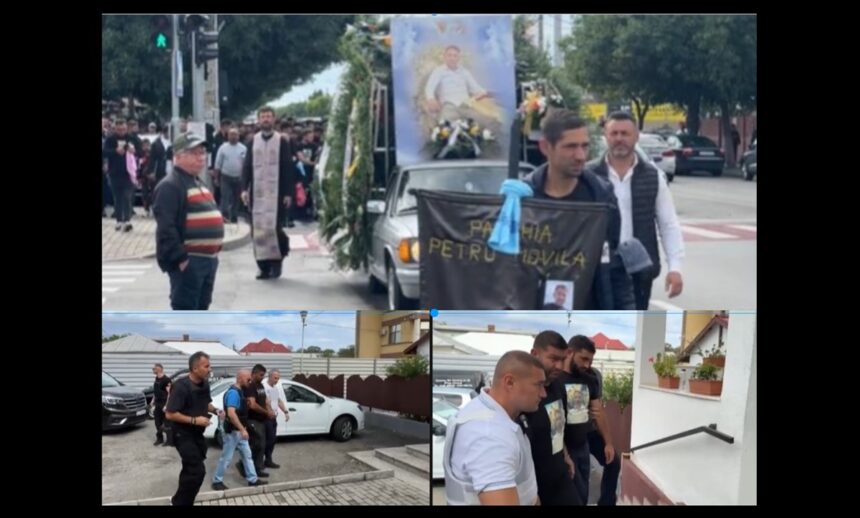 barbatul ucis in timpul confruntarii dintre doua grupuri de rromi condus pe ultimul drum suspecti incatusati escortati de politie la slujba de inmormantare 68cacac851566
