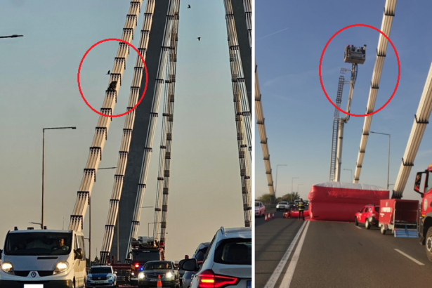 foto circulatia pe dn 39 este blocata din cauza unui barbat care ameninta ca se arunca de pe podul de la agigea 68be67b338b29