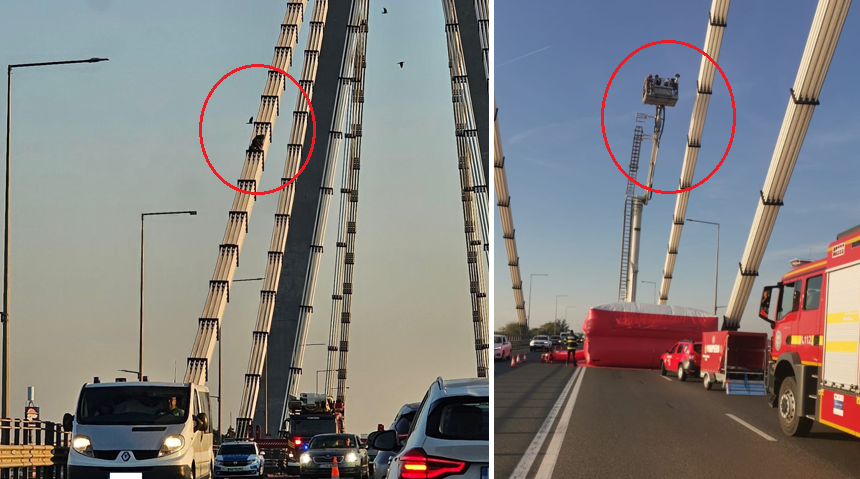 foto circulatia pe dn 39 este blocata din cauza unui barbat care ameninta ca se arunca de pe podul de la agigea 68be67b338b29