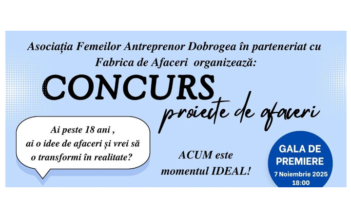 Medgidia organizează pe 7 noiembrie un concurs de proiecte de afaceri pentru susținerea antreprenoriatului feminin local 1 medgidia gazduieste pe 7 noiembrie un concurs de proiecte de afaceri organizat pentru sustinerea antreprenoriatul feminin local 690451c159778