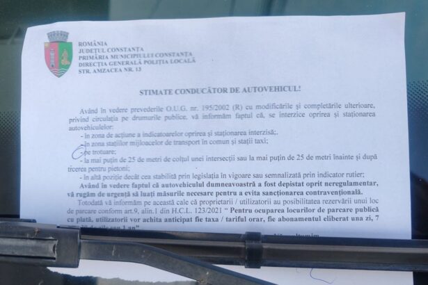 ce au gasit in parbrize soferii care si au parcat masinile pe trotuarul de pe strada primaverii din constanta va rugam de urgenta sa luati masurile necesare pentru a evita sanctionarea contraventiona 691cd1b67ed6b