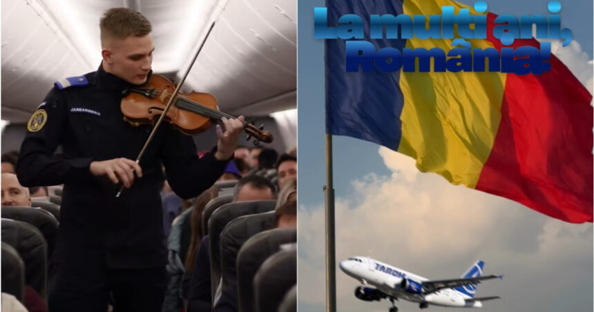 video moment emotionant la 10 000 de metri un jandarm a cantat la vioara imnul romaniei in avion 692c54ea7fb43