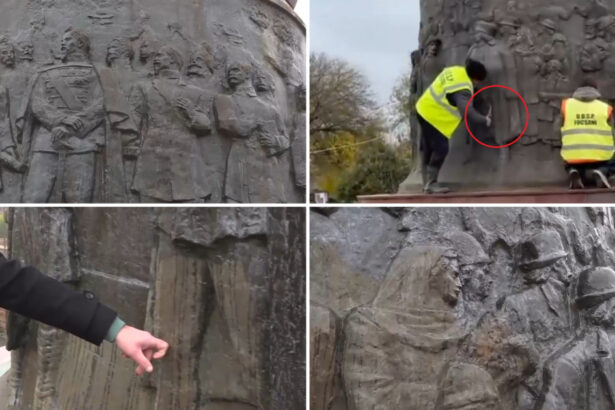 video situatie incredibila in focsani un monument din bronz a fost curatat cu perii de sarma muncitorii s au ales cu plangere penala 69221282d9bda
