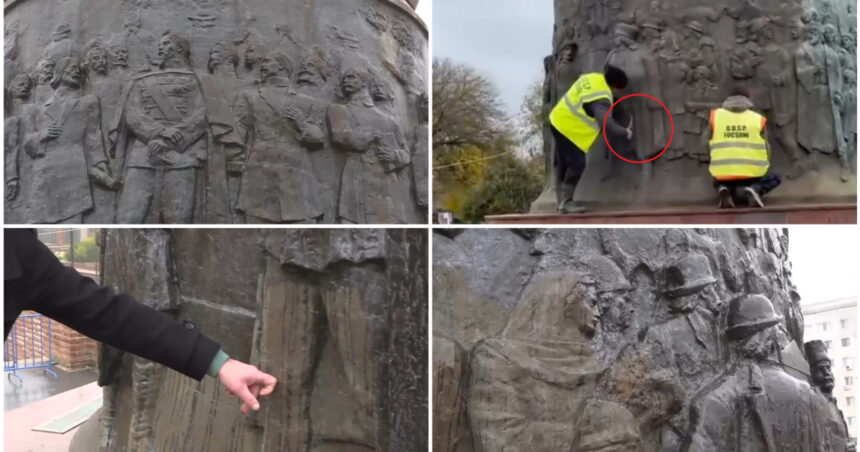 video situatie incredibila in focsani un monument din bronz a fost curatat cu perii de sarma muncitorii s au ales cu plangere penala 69221282d9bda