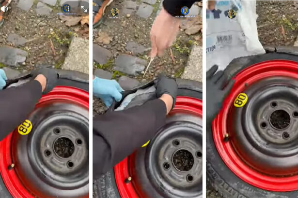 video traficant prins de politisti cu sute de grame de stupefiante ascunse in roata de rezerva 6929d66e877d1