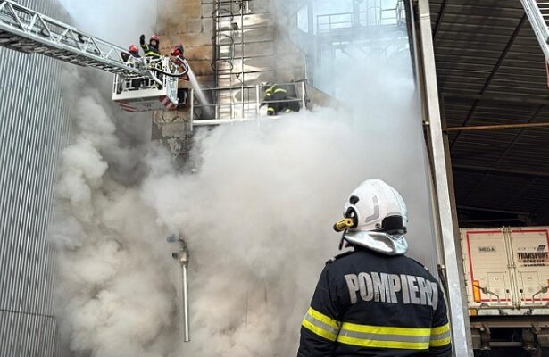 dupa 6 ore a fost lichidat incendiul care a cuprins un uscator de cereale din enisala 693015fcafe9f