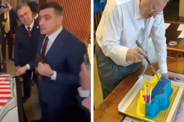 gestul lui simion un politician rus ultranationalist taia in 2019 un tort in forma ucrainei un cadou minunat de ziua mea 697229a2b0979