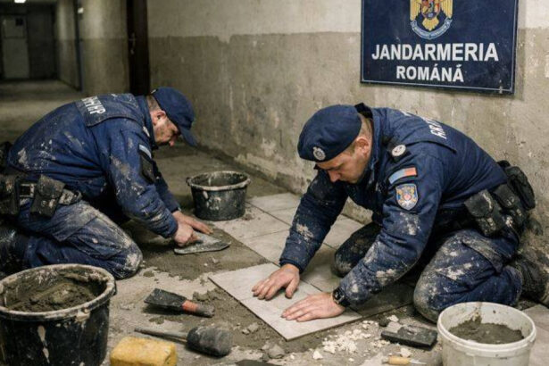 jandarmeria imaginile cu jandarmi care pun gresie sunt facute cu ai sindicatul care a postat fotografia anuntase ca e reconstituire 695d0393c6acf