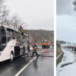 un autocar cu 47 de pasageri la bord a luat foc pompierii au intervenit pentru stingerea incendiului 69625275d2d38