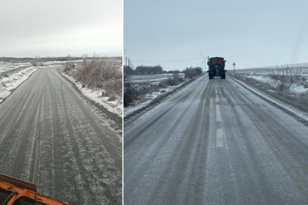 foto angajatii de la sc drumuri judetene constanta sa actioneaza cu material antiderapant in mai multe zone 69996ae8cd6f5