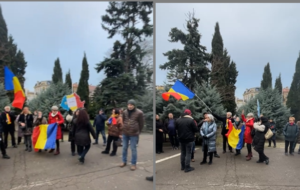 protest in fata prefecturii constanta cateva zeci de cetateni protesteaza fata de anularea turului ii al alegerilor prezidentiale din 2024 6986001783570