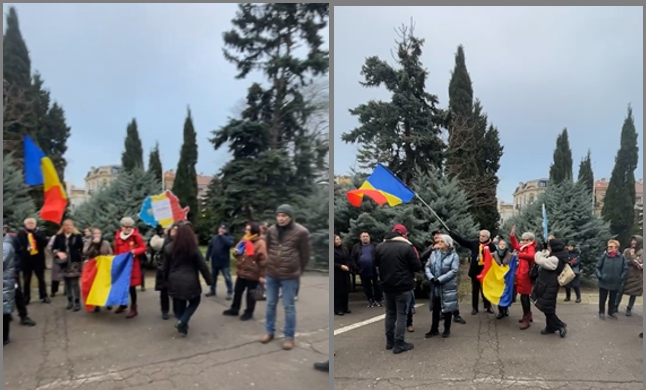 protest in fata prefecturii constanta cateva zeci de cetateni protesteaza fata de anularea turului ii al alegerilor prezidentiale din 2024 6986001783570