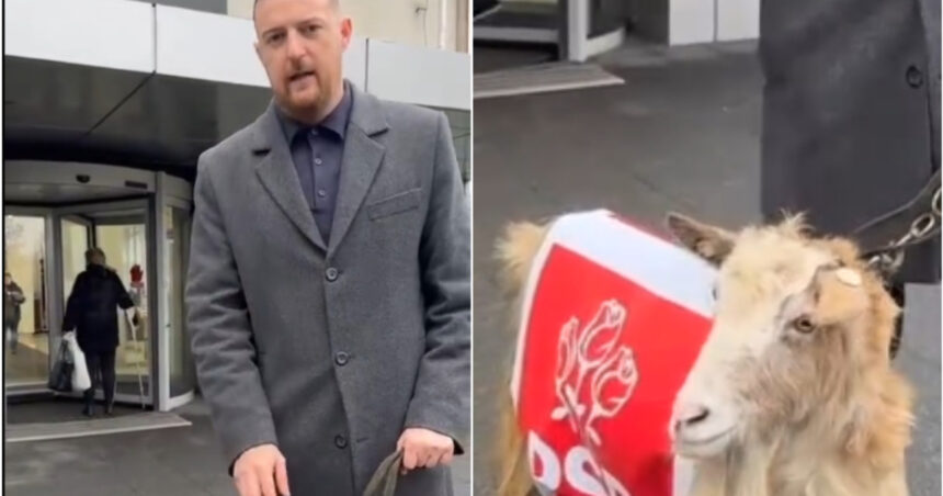 video un deputat aur a iesit la protest cu o capra imbracata in sigla psd e un simbol reactia internautilor sunteti penibil 698df8c44a169