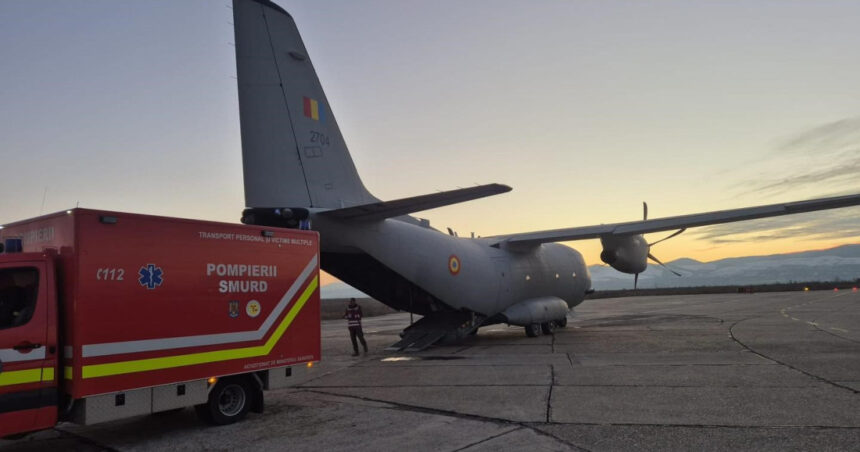 trei pacienti cu arsuri transferati in germania cu o aeronava c 27j spartan a fortelor aeriene romane 69bd24f382f92