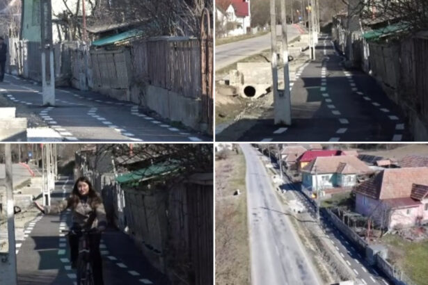 video comuna fara trotuare dar cu pista de biciclete stramba si plina de denivelari localnicii i au gasit repede o alta intrebuintare 69b260b471ced