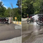 video pericol pe dn7 cisterna cu 31 de tone de benzina s a rasturnat in arges trafic blocat pe ambele sensuri soferul a ajuns la spital 6a35166c0788b