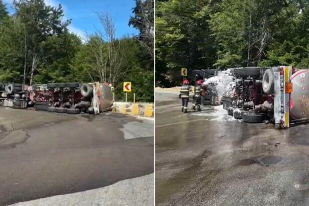 video pericol pe dn7 cisterna cu 31 de tone de benzina s a rasturnat in arges trafic blocat pe ambele sensuri soferul a ajuns la spital 6a35166c0788b