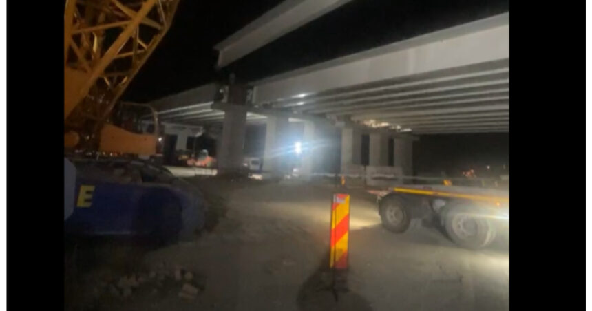 video autostrada bucurestiului se apropie de final ultima grinda a fost montata pe pasajul peste dn7 6a74262d59627